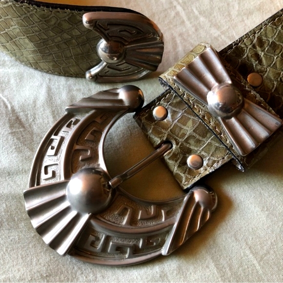 Streets Ahead Blues at Sunset Belt /Snake-embossed W/Large Silver buckle Size S - Picture 2 of 8